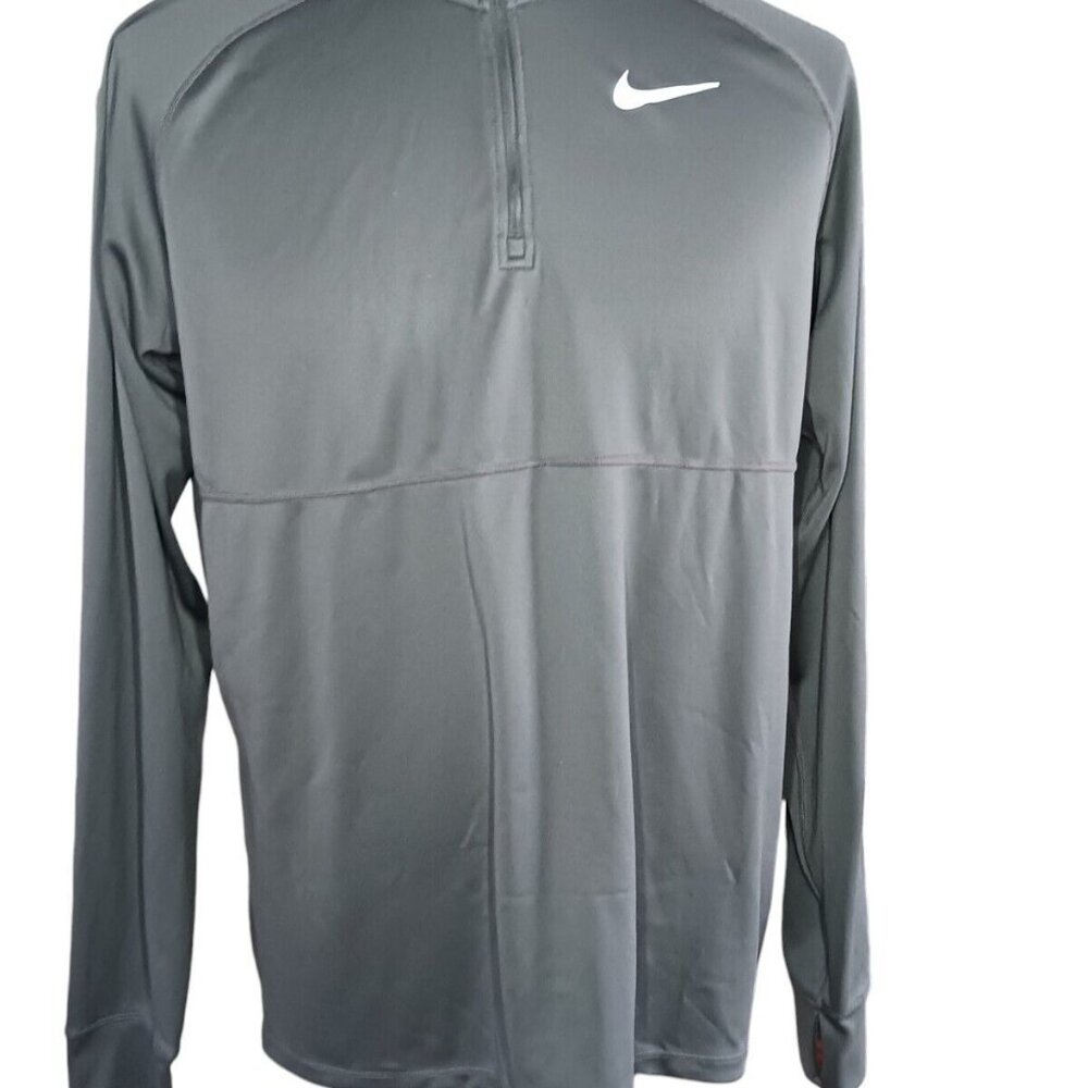 Nike Running Mens XL Gray Pullover Quarter Zip Dri Fit Performance Reflective